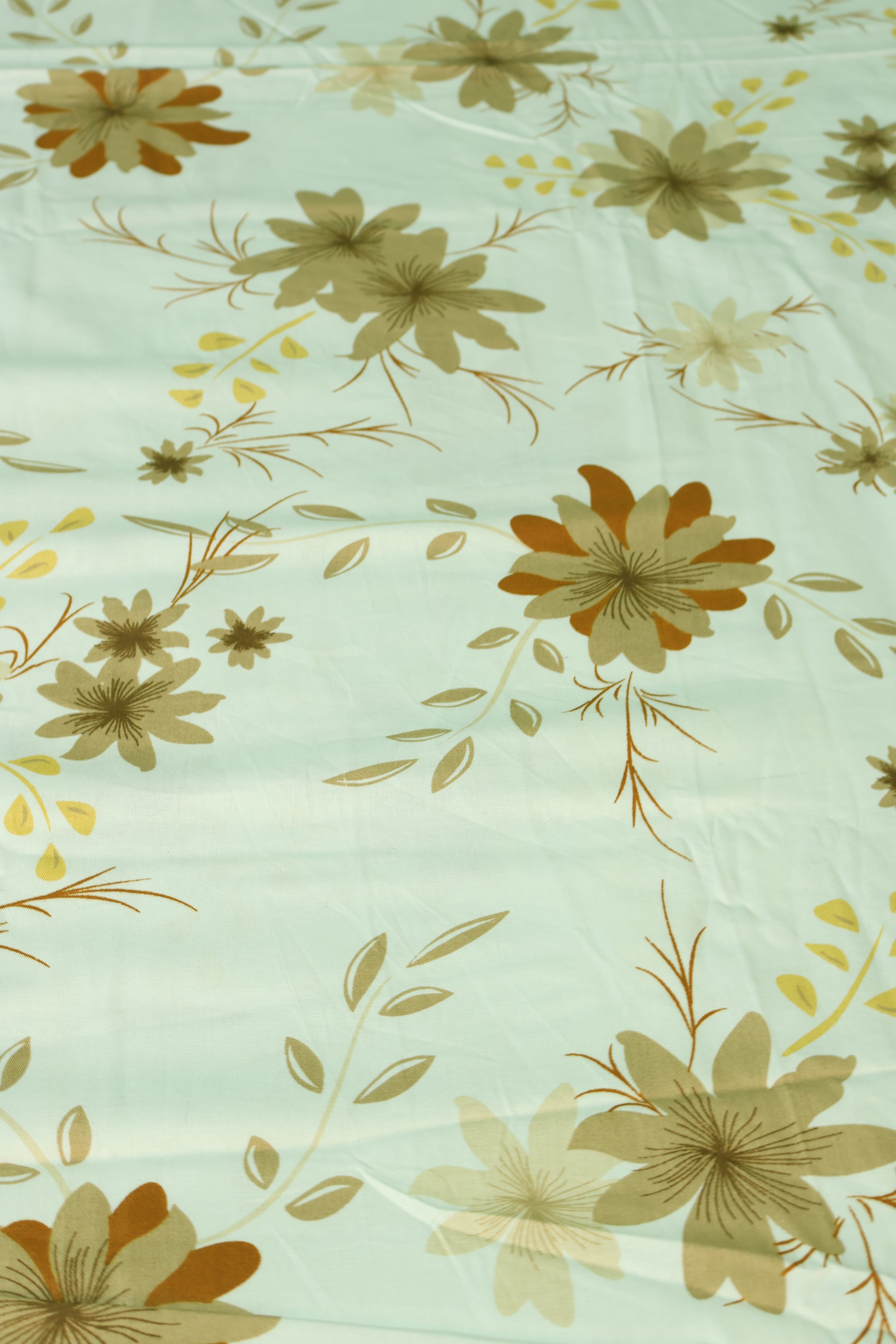 100% Cotton Serene Bloom flat bedsheet - Yellow-Brown