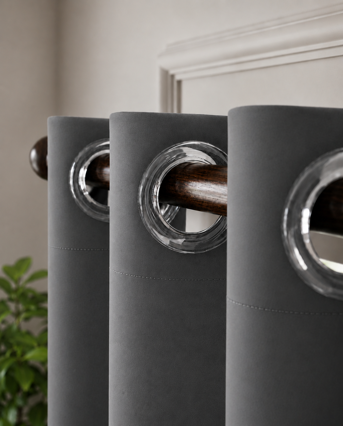 Loftura 100% Blackout Curtains for Door & Window | Set of 2 | Thermal Insulated | Noise Reducing | Premium Heavy Fabric | 8 Grommets eyelids Curtains | Grey