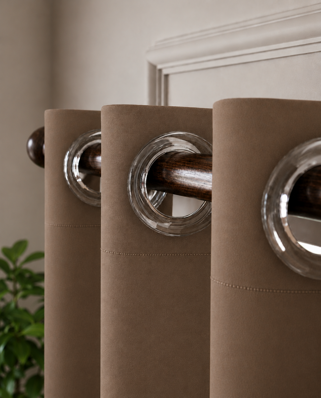 Loftura 100% Blackout Curtains for Door & Window | Set of 2 | Thermal Insulated | Noise Reducing | Premium Heavy Fabric | 8 Grommets eyelids Curtains | Light brown
