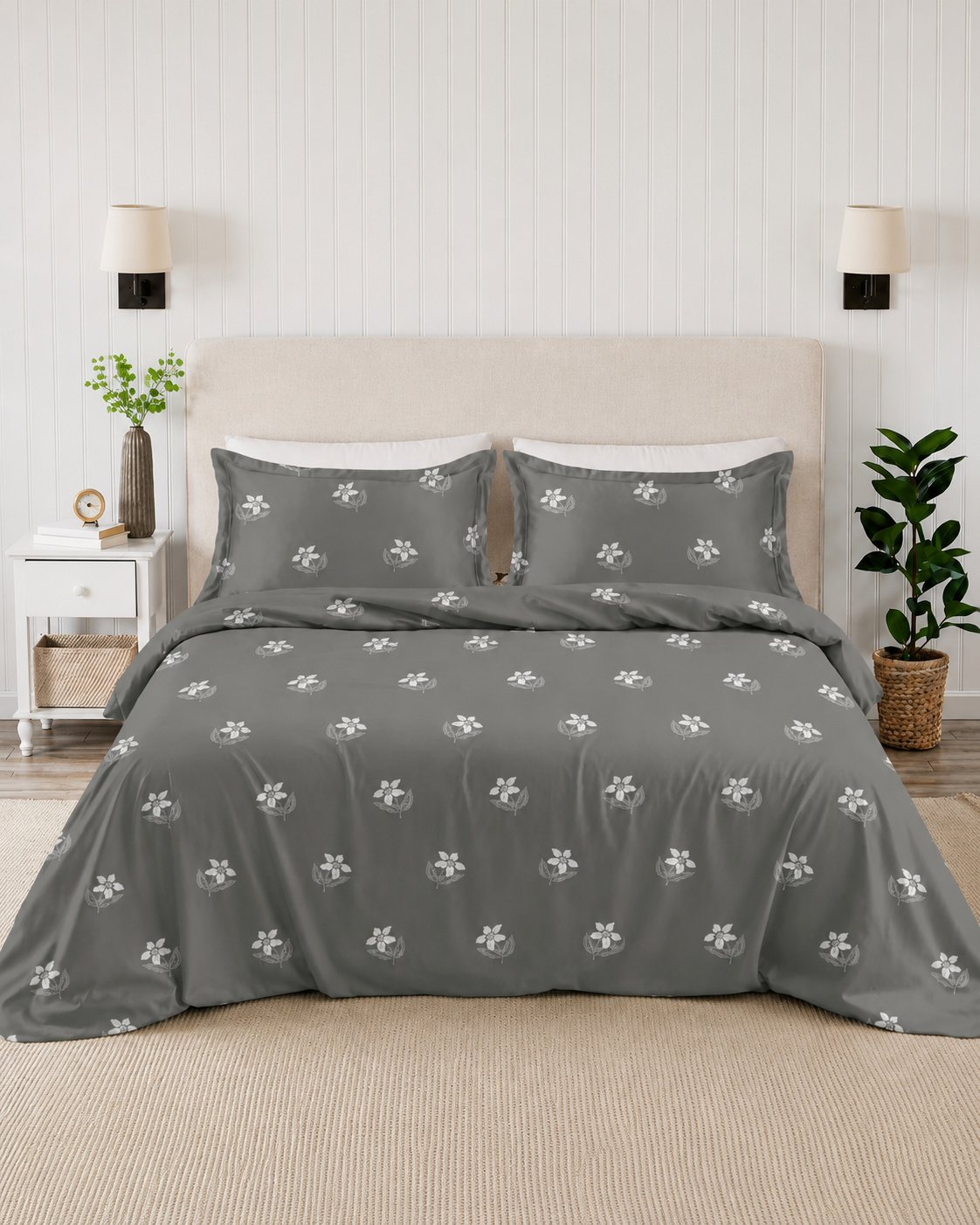 100% Cotton Meadow Blossom-Dark Grey