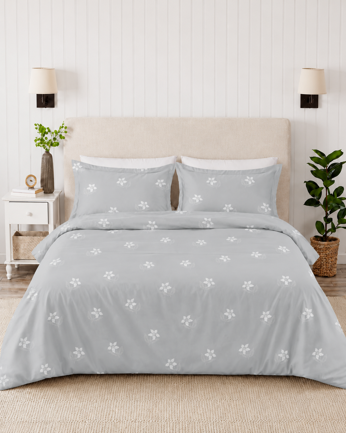 100% Cotton Meadow Blossom-Light grey