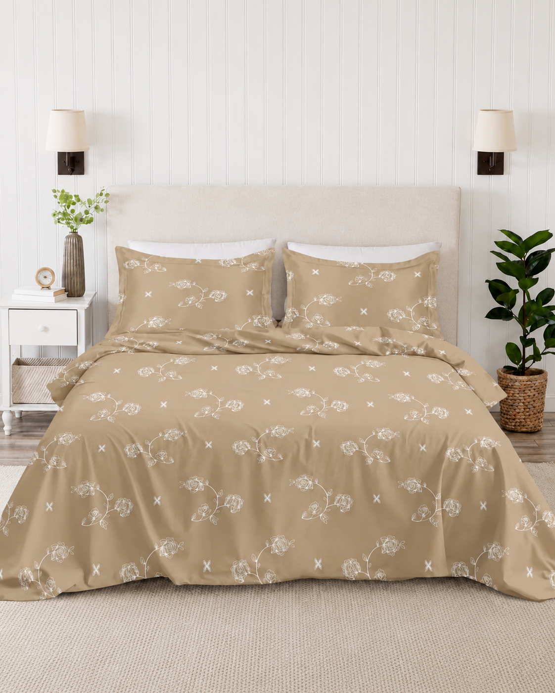 100% Cotton Petal Symphony-Sand Beige