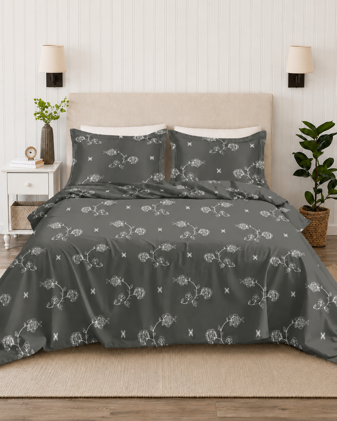 100% Cotton Petal Symphony-Dark Grey