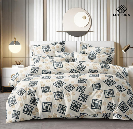 squrely Beige Super King Bedsheet