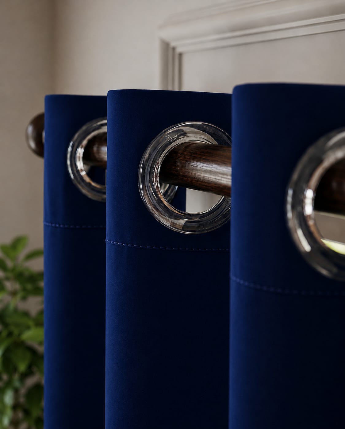 Loftura 100% Blackout Curtains for Door & Window | Set of 2 | Thermal Insulated | Noise Reducing | Premium Heavy Fabric | 8 Grommets eyelids Curtains | Blue