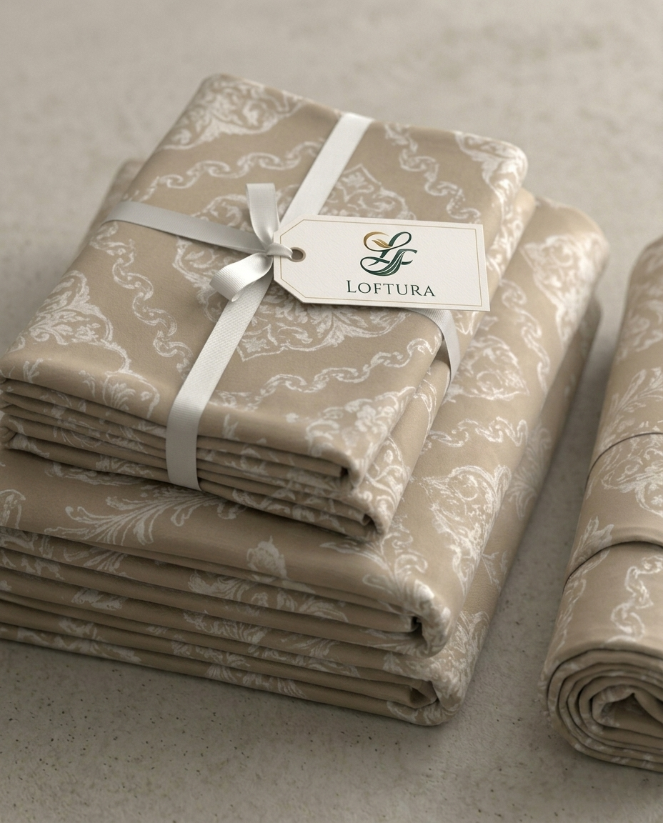 100% Cotton Royal Damask flat bedsheet - Taupe