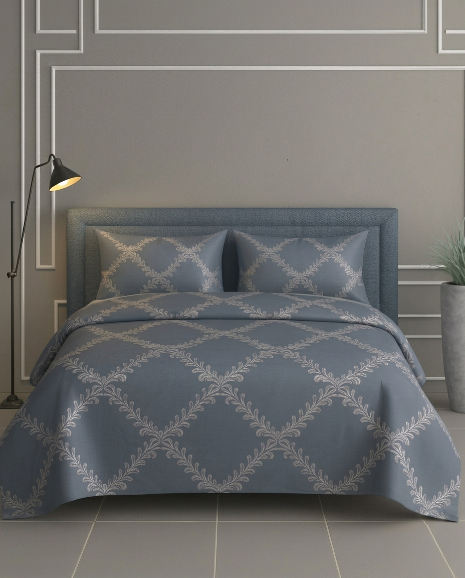100% Cotton Grandeur Trellis flat bedsheet - Warm Taupe