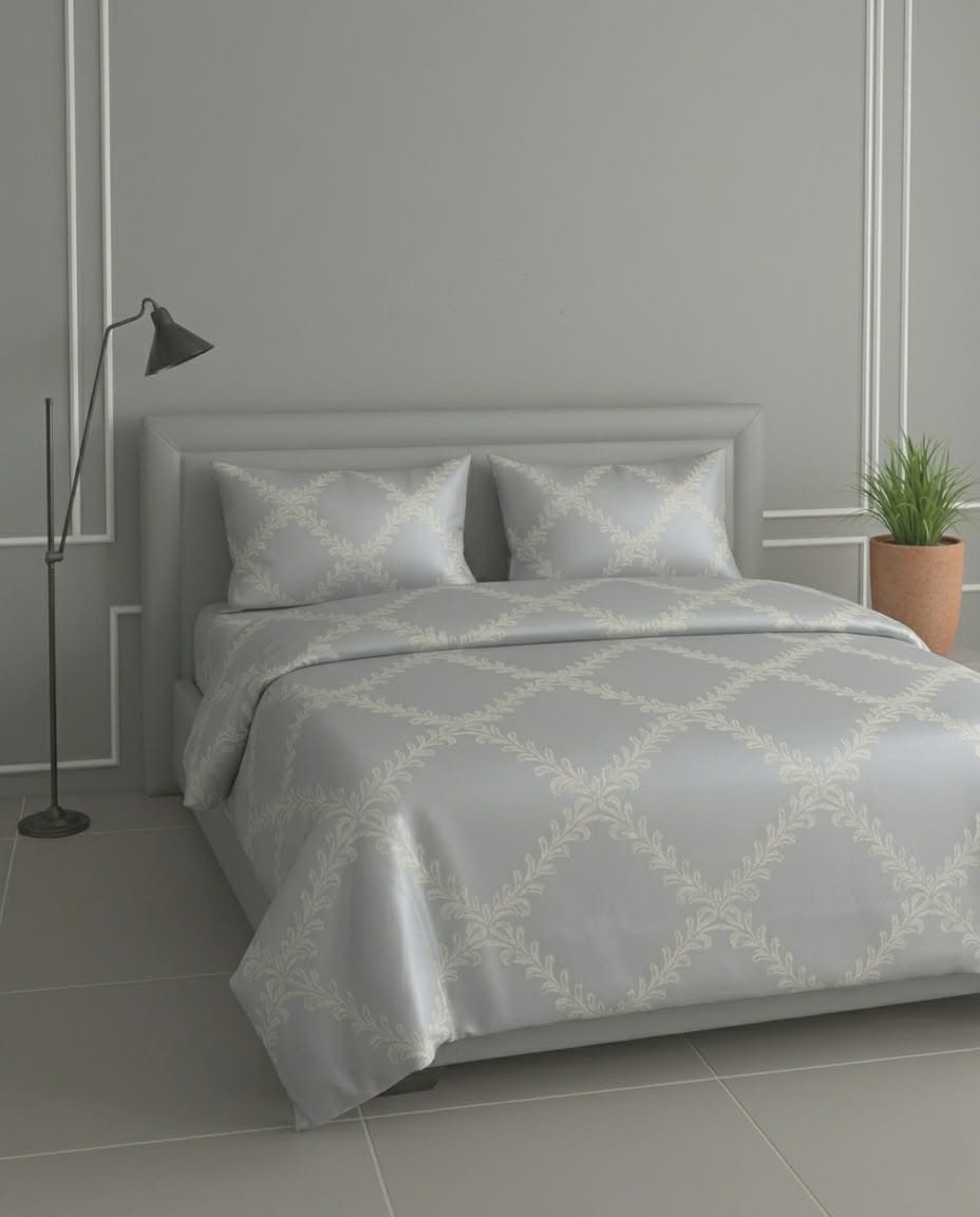 100% Cotton Grandeur Trellis flat bedsheet - grey