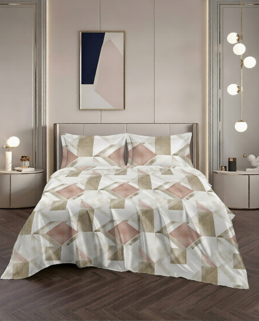 100% Cotton Retro Prism flat bedsheet - Peach