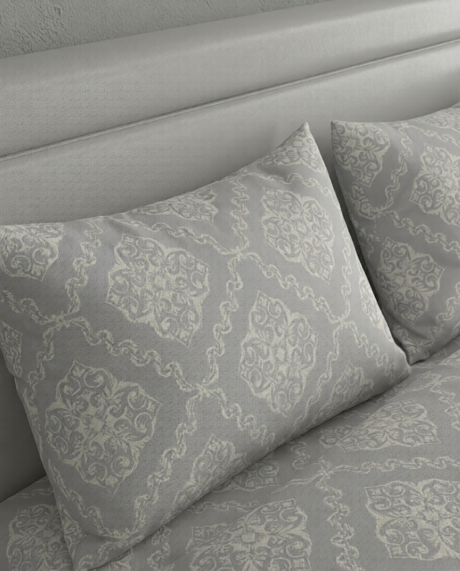 100% Cotton Royal Damask flat bedsheet - grey