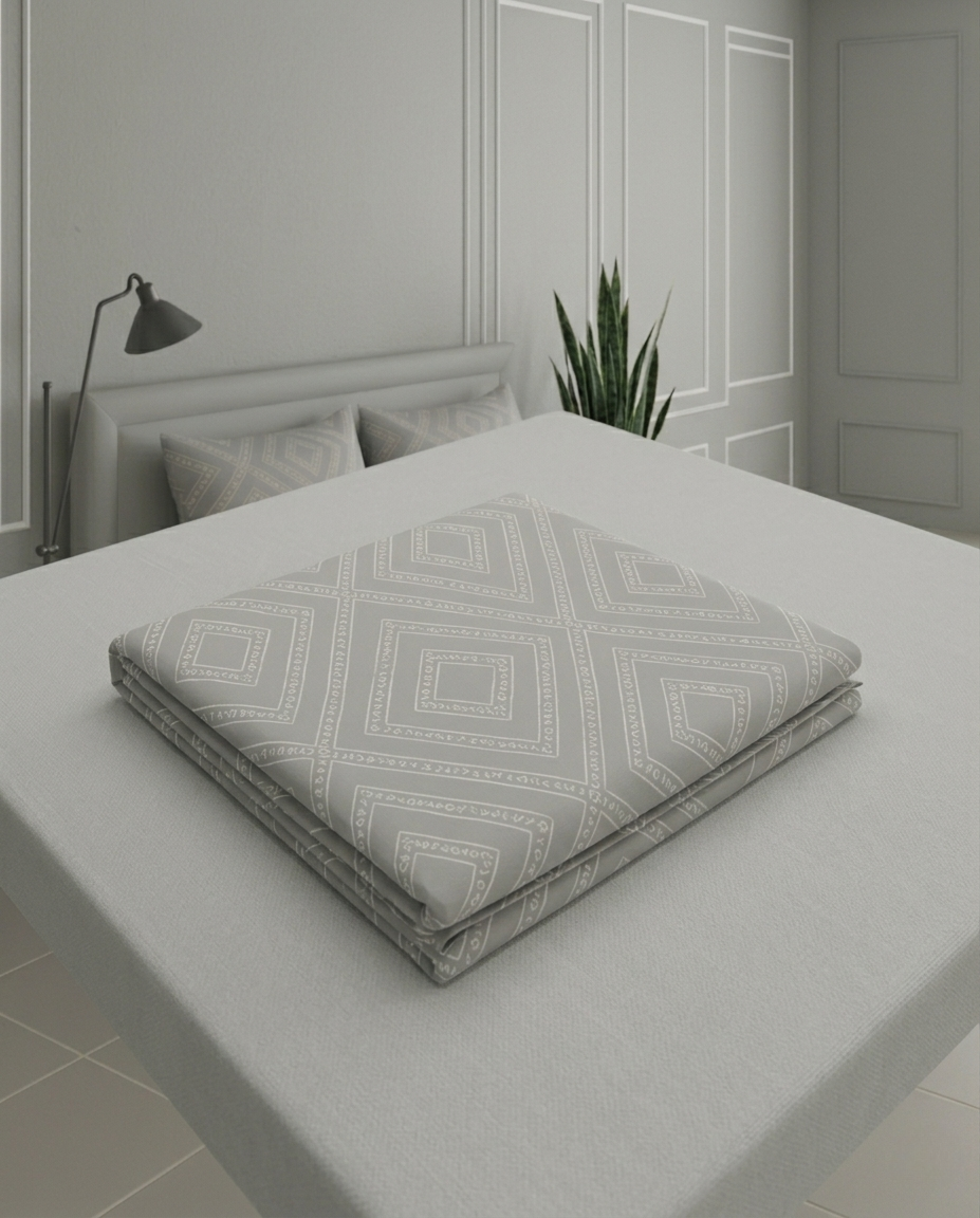 100% Cotton Vellore grid flat bedsheet - grey