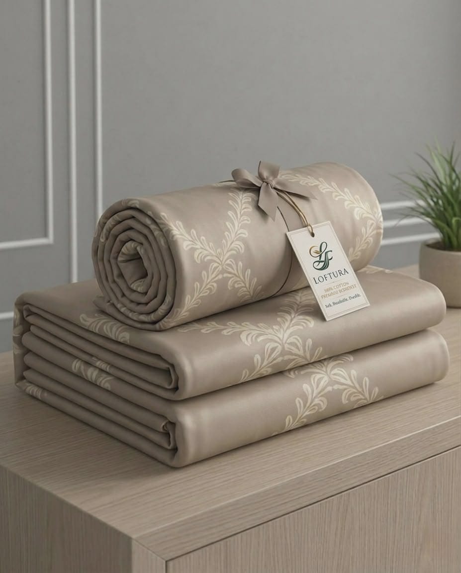 100% Cotton Grandeur Trellis flat bedsheet - Warm Taupe
