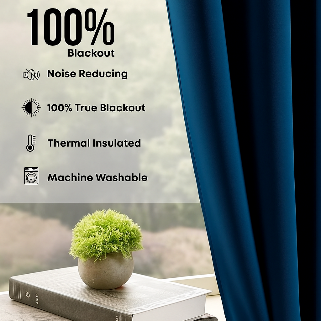 Blackout Curtain blue color