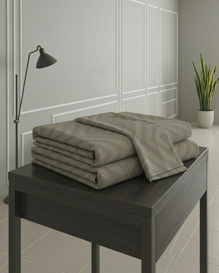 100% Cotton Vellore grid flat bedsheet - khaki