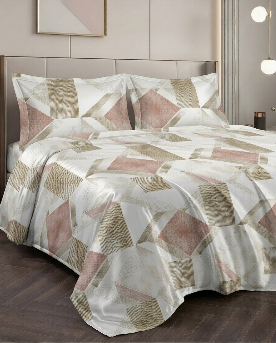 100% Cotton Retro Prism flat bedsheet - Peach