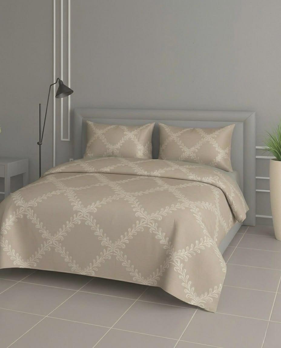 100% Cotton Grandeur Trellis flat bedsheet - Warm Taupe