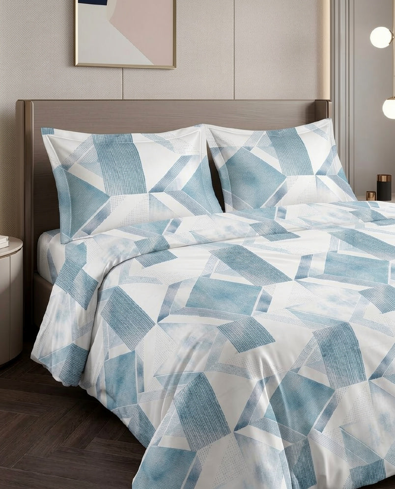 100% Cotton Retro Prism flat bedsheet - sky blue