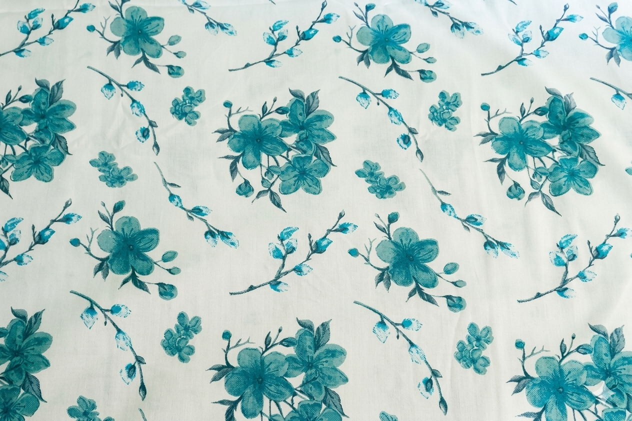 100% Cotton The Aurelia Flora flat bedsheet - Blue Accent